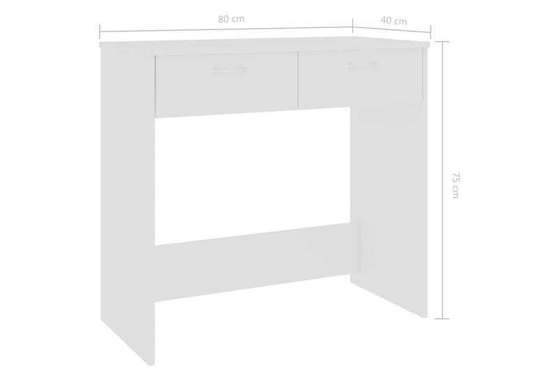 Skrivebord 80x40x75 cm Spånplade Hvid - Hvid - Møbler - Borde - Kontorbord - Skrivebord