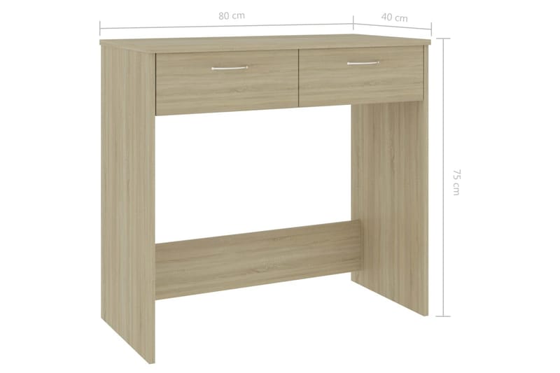 Skrivebord 80x40x75 cm Spånplade Sonoma-Eg - Brun - Møbler - Borde - Kontorbord - Skrivebord