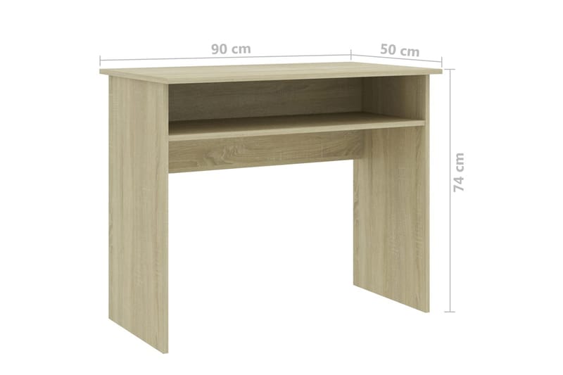 Skrivebord 90x50x74 cm Spånplade Sonoma-Eg - Brun - Møbler - Borde - Kontorbord - Skrivebord