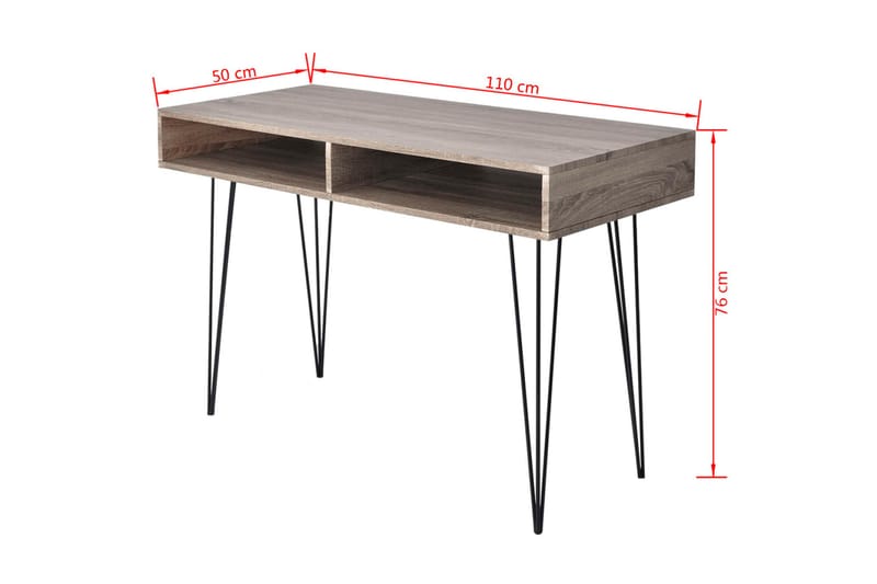 Skrivebord Med 2 Rum Grå - Flerfarvet - Møbler - Borde - Kontorbord - Skrivebord