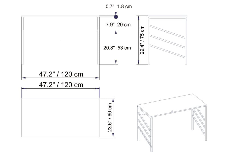 Sotinge Skrivebord 120 cm - Brun - Møbler - Borde - Kontorbord - Skrivebord