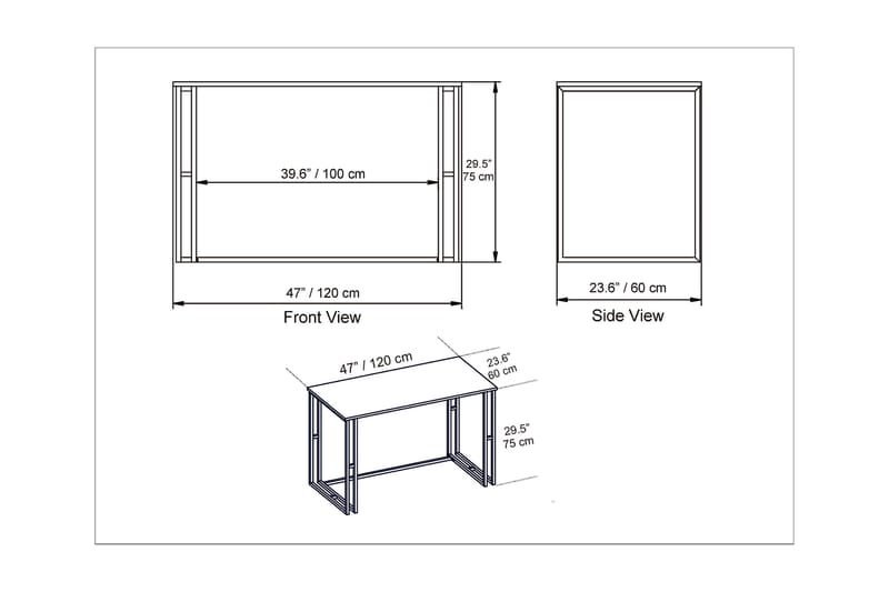 Stodene Skrivebord 120 cm Marmormønster - Hvid - Møbler - Borde - Kontorbord - Skrivebord