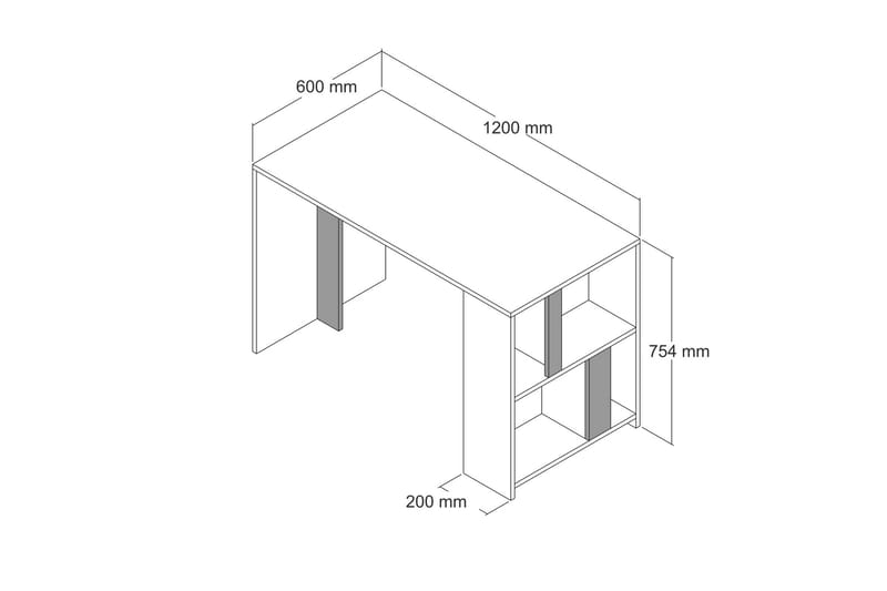 Timiza Skrivebord 120 cm med Opbevaring Hylde - Valnøddebrun/Antracit - Møbler - Borde - Kontorbord - Skrivebord