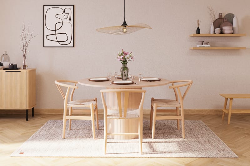 Kopparbo Spisegruppe 130 cm Rund med 4 Dastoori Spisestol - Beige - Møbler - Borde - Spisebordssæt