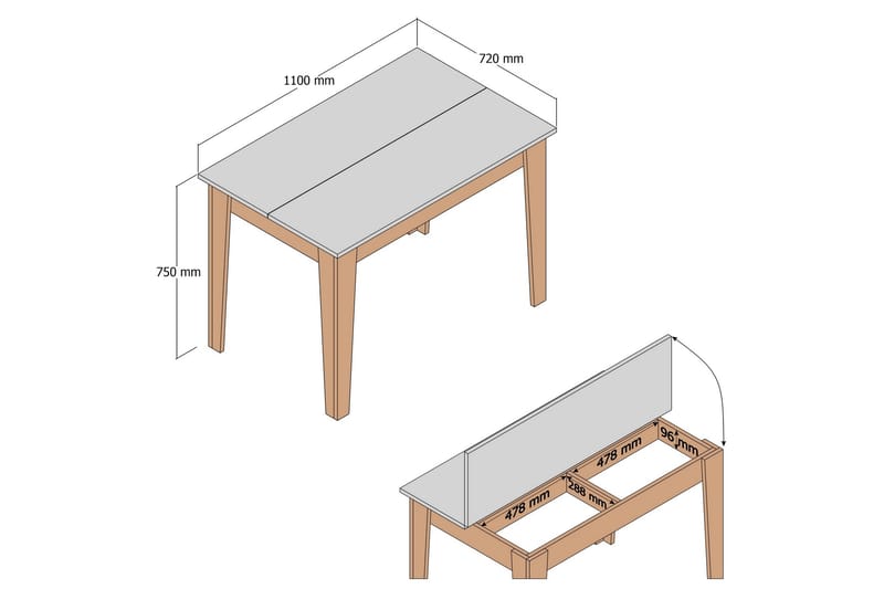 Levents Spisebord 110 cm Rektangulært - Beige - Møbler - Borde - Spisebord og køkkenbord