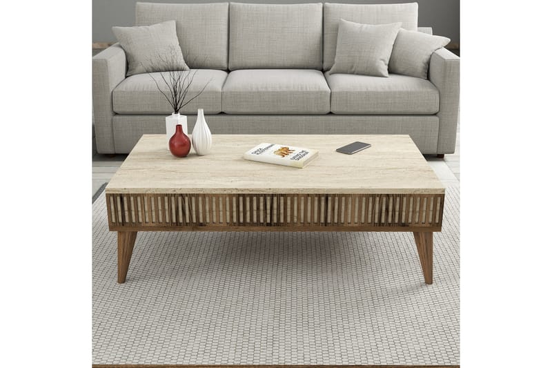 Lissione Sofabord 105 cm - Valnød/Beige - Møbler - Borde - Sofabord