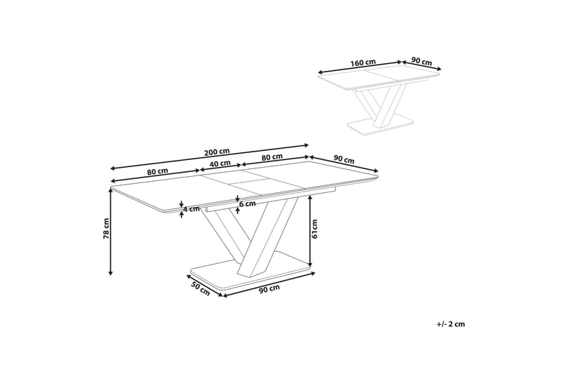 Lleida Spisebord Udvidelsesbart 160-200x90 cm - Hvid - Møbler - Borde - Spisebord og køkkenbord