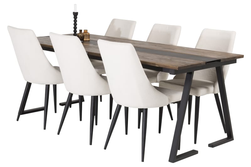 Luna Spisebordssæt 200 cm Rektangulær med 6 Campomar Stole - Sort - Spisebordssæt