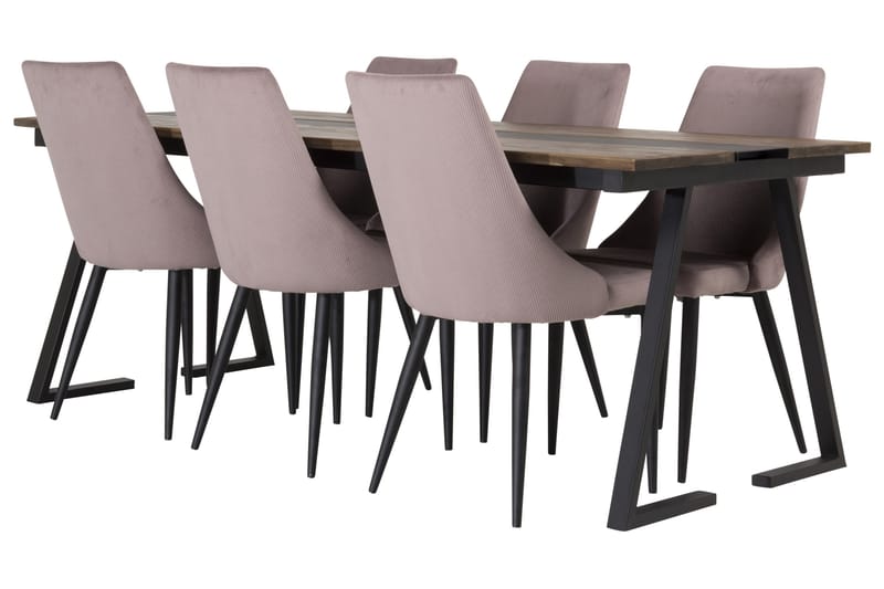 Luna Spisebordssæt 200 cm Rektangulær med 6 Campomar Stole - Sort - Spisebordssæt