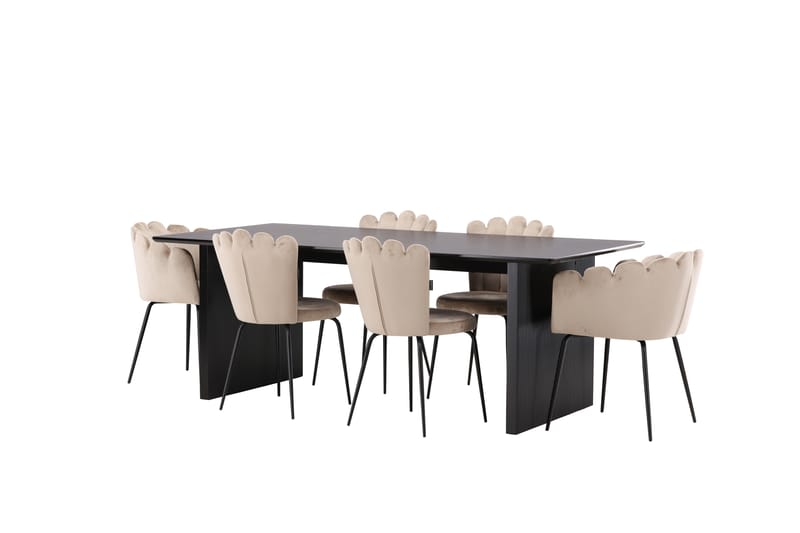 Mangat Spisebordssæt 200 cm Rektangulær med 4 Limhamn Stole - Beige - Spisebordssæt