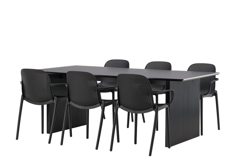 Mangat Spisebordssæt 200 cm Rektangulær med 6 Baltio Stole - Sort - Spisebordssæt