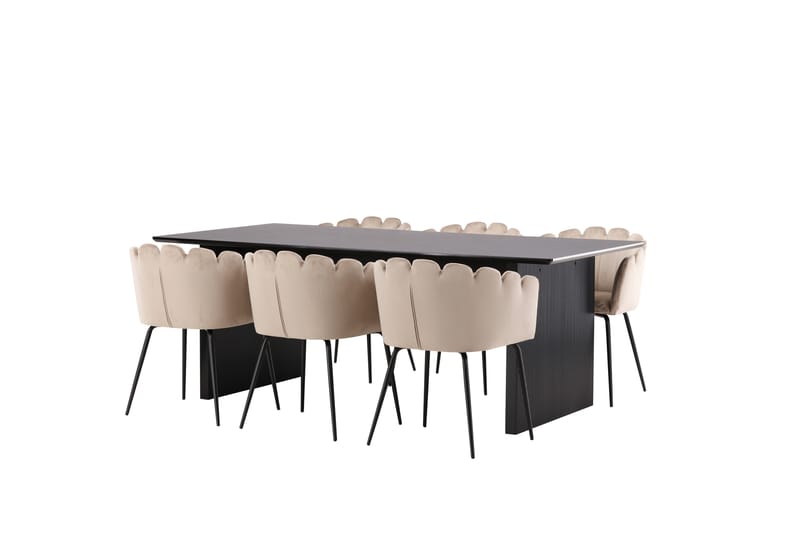 Mangat Spisebordssæt 200 cm Rektangulær med 6 Limhamn Stole - Beige - Spisebordssæt