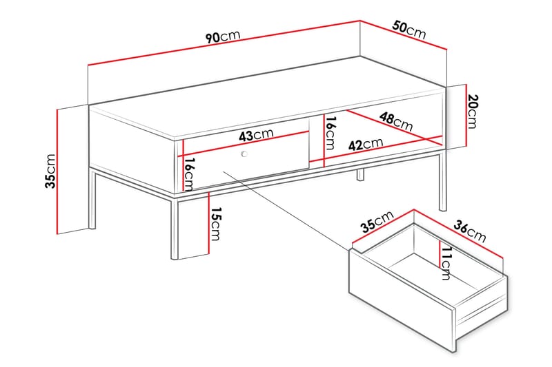 Mariestad Sofabord 90 cm - Hvid - Møbler - Borde - Sofabord