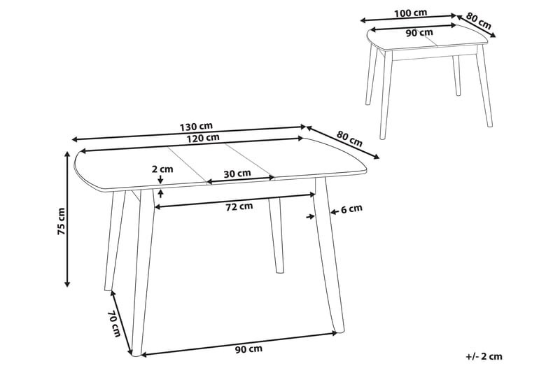 Morinville Spisebord Udvidelsesbart 100-130x80 cm - Lysebrun - Møbler - Borde - Spisebord og køkkenbord