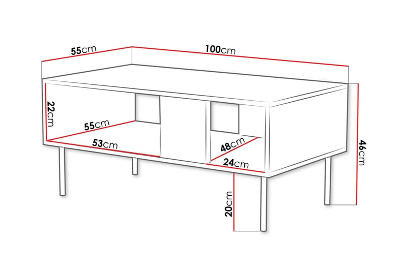 Munkedal Sofabord 100 cm - Hvid - Møbler - Borde - Sofabord