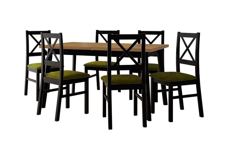 Patrickswell Spisegruppe - Brun/grøn/sort - Spisebordssæt