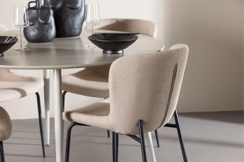 Plaza Spisegruppe 120 cm Rundt med 4 Modesto stole - Beige/Beige - Møbler - Borde - Spisebordssæt