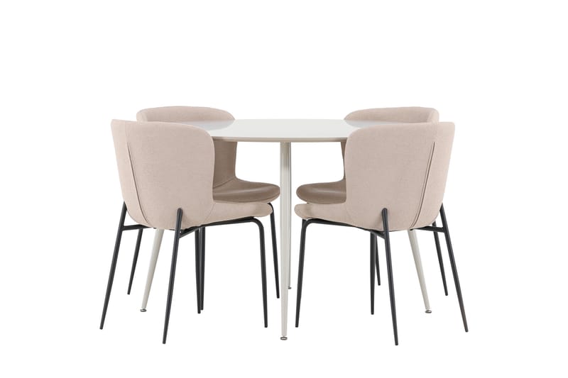 Plaza Spisegruppe 120 cm Rundt med 4 Modesto stole - Beige/Beige - Møbler - Borde - Spisebordssæt