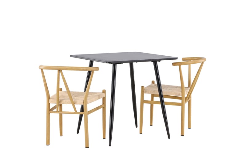 Polar Spisegruppe 75 cm Kvadratisk med 2 Alfons stole - Sort/Beige - Møbler - Borde - Spisebordssæt