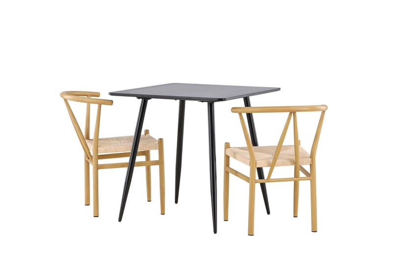 Polar Spisegruppe 75 cm Kvadratisk med 2 Alfons stole - Sort/Beige - Møbler - Borde - Spisebordssæt