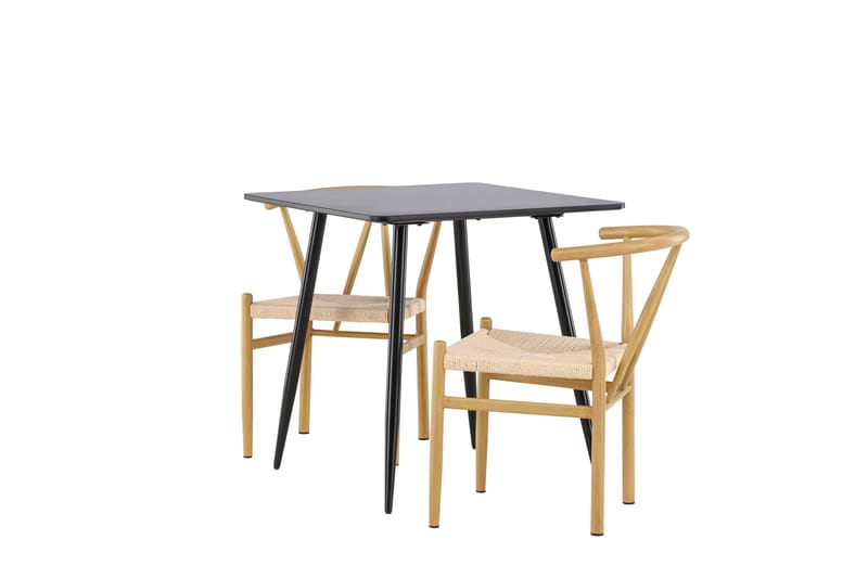 Polar Spisegruppe 75 cm Kvadratisk med 2 Alfons stole - Sort/Beige - Møbler - Borde - Spisebordssæt