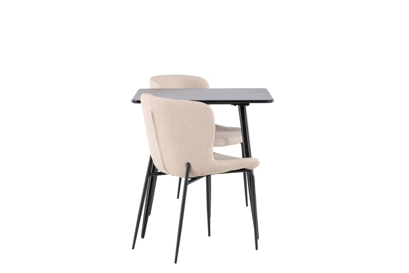 Polar Spisegruppe 75 cm Kvadratisk med 2 Modesto stole - Sort/Beige - Møbler - Borde - Spisebordssæt