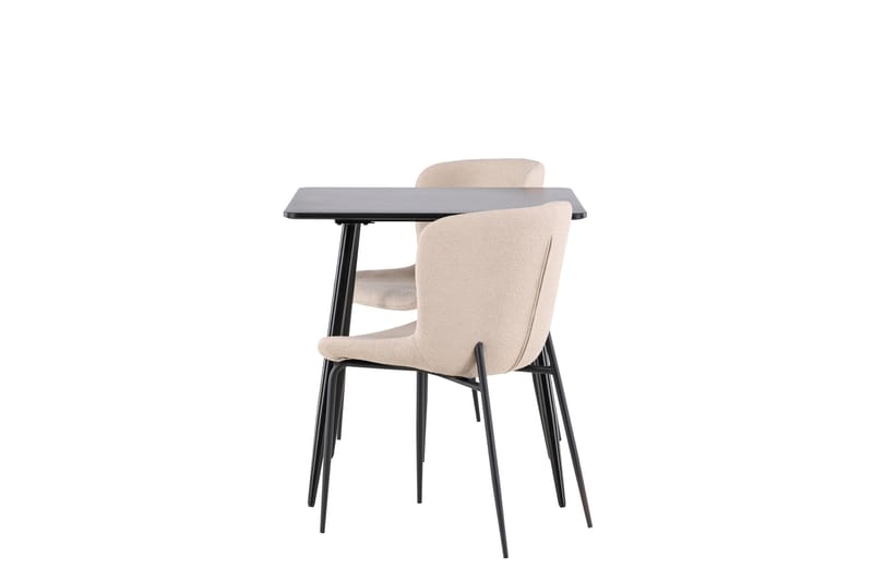 Polar Spisegruppe 75 cm Kvadratisk med 2 Modesto stole - Sort/Beige - Møbler - Borde - Spisebordssæt