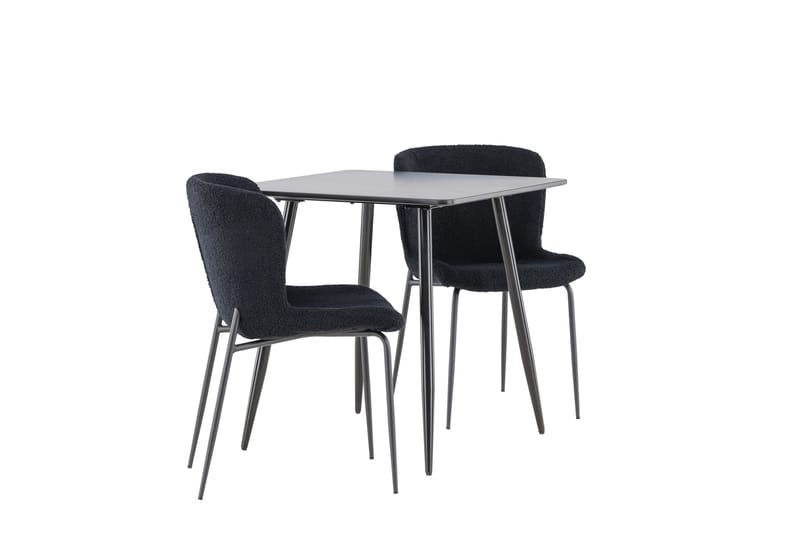 Polar Spisegruppe 75 cm Kvadratisk med 2 Modesto stole - Sort/Sort - Møbler - Borde - Spisebordssæt