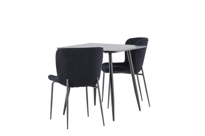 Polar Spisegruppe 75 cm Kvadratisk med 2 Modesto stole - Sort/Sort - Møbler - Borde - Spisebordssæt