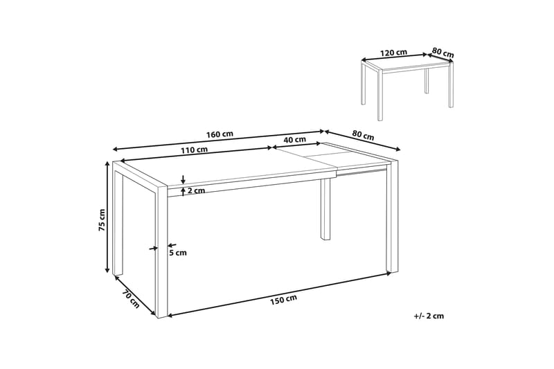 Renton Spisebord Udvidelsesbart 120-160x80 cm - Sort - Møbler - Borde - Spisebord og køkkenbord