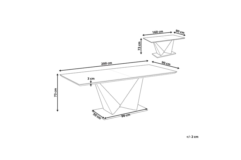 Salice Spisebord Udvidelsesbart 160-200x90 cm - Sort/Grå - Møbler - Borde - Spisebord og køkkenbord