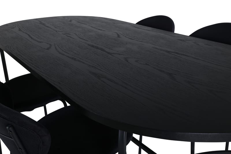 Skate Spisebordssæt 200 cm Oval med 4 Moncoll Stole - Sort - Møbler - Borde - Spisebordssæt