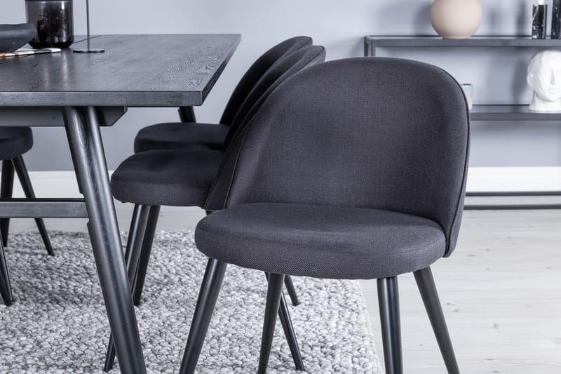 Sleek Spisebordssæt Udvideligt 195 cm Rektangulær med 6 Velvet Stole - Svart - Møbler - Borde - Spisebordssæt