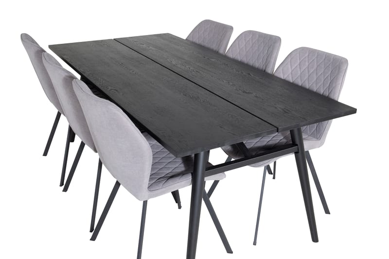 Sleek Spisegruppe Udtrækbar 195 cm Rektangulær med 6 Gemma stole - Svart - Møbler - Borde - Spisebordssæt