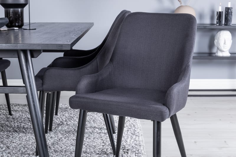 Sleek Spisegruppe Udtrækbar 195 cm Rektangulær med 6 Plaza stole - Svart - Møbler - Borde - Spisebordssæt