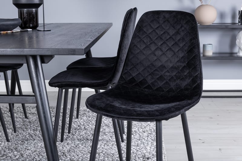 Sleek Spisegruppe Udtrækbar 195 cm Rektangulær med 6 Polar stole - Svart - Møbler - Borde - Spisebordssæt