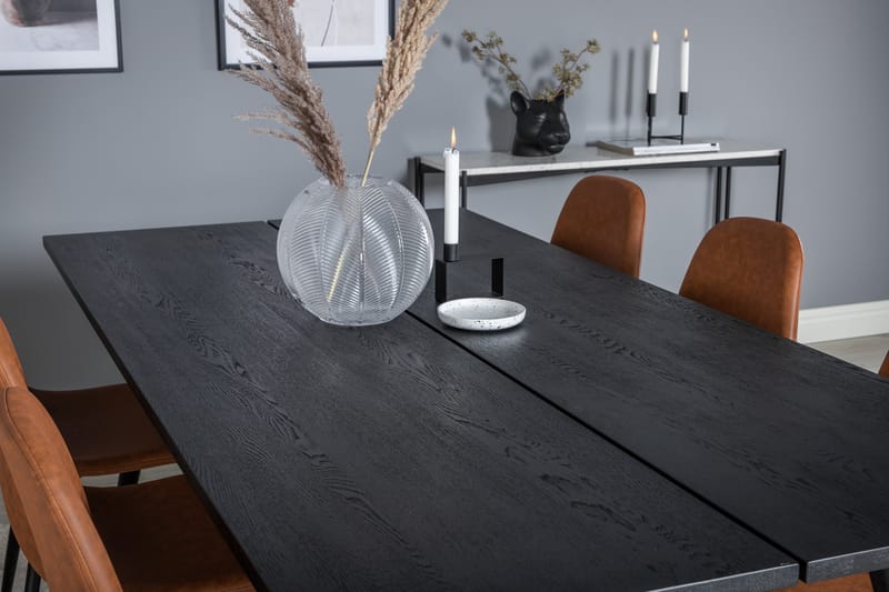 Sleek Spisegruppe Udtrækbar 195 cm Rektangulær med 6 Polar stole - Svart - Møbler - Borde - Spisebordssæt