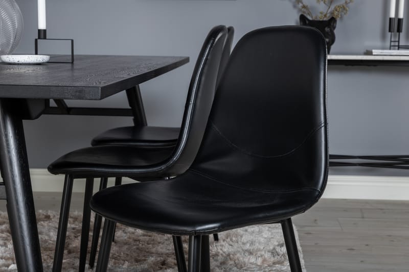 Sleek Spisegruppe Udtrækbar 195 cm Rektangulær med 6 Polar stole - Svart - Møbler - Borde - Spisebordssæt