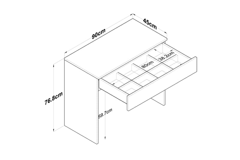 Junji Sminkbord 90x76,8 cm Hvid - Hanah Home - Møbler - Borde - Sminkebord & konsolbord