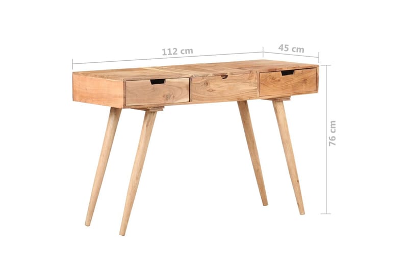 kosmetikbord med spejl 112x45x76 cm massivt akacietræ - Brun - Møbler - Borde - Sminkebord & konsolbord