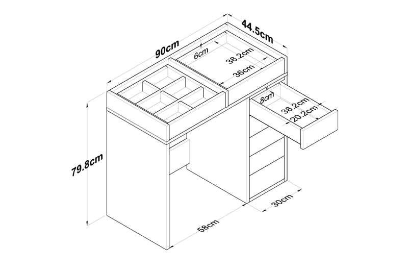 Ramender Sminkebord 90 cm - Glas - Møbler - Borde - Sminkebord & konsolbord