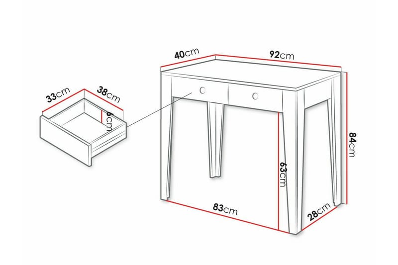 Rathmore Sminkebord 92x40 cm - Hvid - Møbler - Borde - Sminkebord & konsolbord