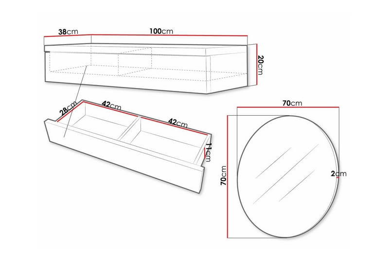 Staffin Sminkbord 100x38 cm - Hvid - Møbler - Borde - Sminkebord & konsolbord