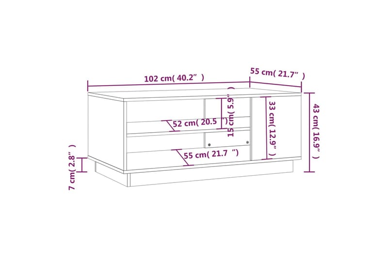 sofabord 102x55x43 cm spånplade betongrå - Grå - Møbler - Borde - Sofabord