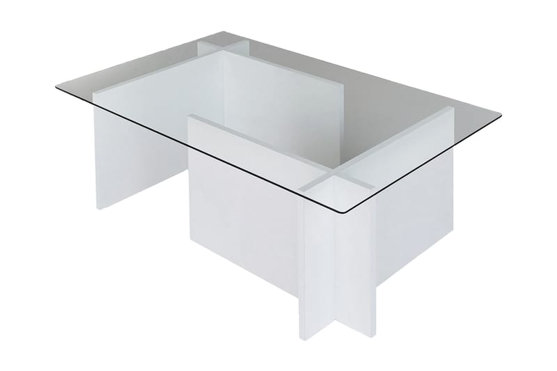 Almasi Sofabord 105x40x105 cm - Hvid - Sofabord - Semmenfoldeligt bord - Spejlbord - Sofabord med opbevaring - sofabord med hjul - Hæve sænke sofabord