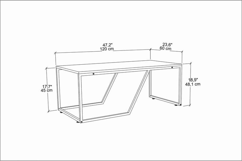 Andifli Sofabord 60x48x120 cm - Hvid - Møbler - Borde - Sofabord