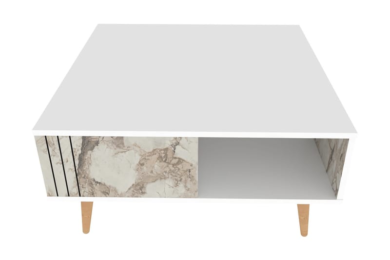 Andifli Sofabord 89,6x46,5x89,6 cm - Hvid - Sofabord - Semmenfoldeligt bord - Spejlbord - Sofabord med opbevaring - sofabord med hjul - Hæve sænke sofabord