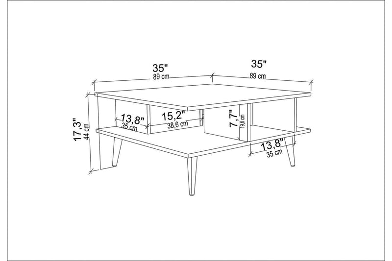 Andifli Sofabord 89x44x89 cm - Eg - Møbler - Borde - Sofabord