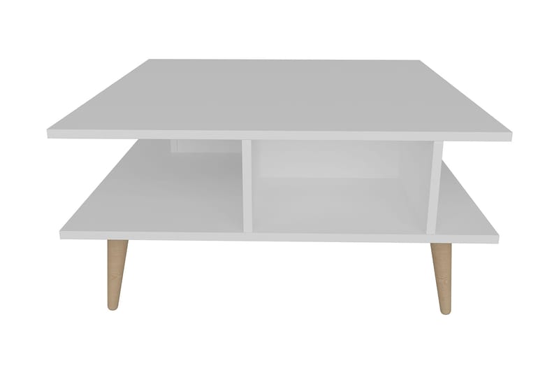 Andifli Sofabord 89x44x89 cm - Hvid - Sofabord - Semmenfoldeligt bord - Spejlbord - Sofabord med opbevaring - sofabord med hjul - Hæve sænke sofabord