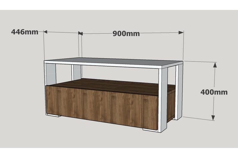 Balina Sofabord 90 cm - Hvid/Valnøddebrun - Møbler - Borde - Sofabord